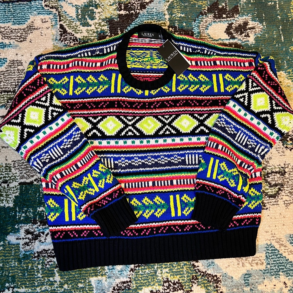 Ralph Lauren Nordic Neon Girls Sweater NWT XL